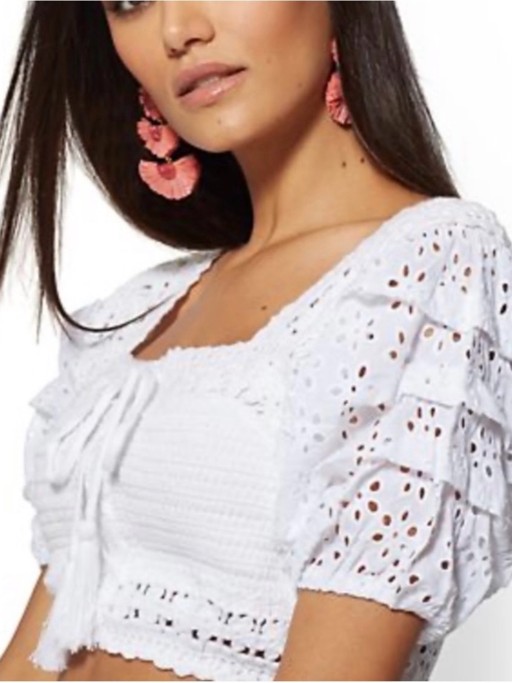 New York & Company White Tunic Top